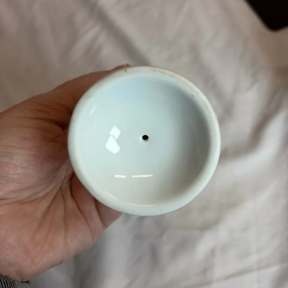 Porcelain Postage Stamp Dispenser Pedestal Heart Lid